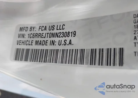 2022 Ram 1500 Laramie 4X2 5'7 Box z USA, uszkodzony, nr VIN 1C6RREJT0NN230819